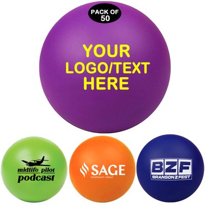50PCS Custom Bulk Stress Balls Personalized Stress Ball Customized Promotional Items with Logo/Text/Email//Phone Number/QR Code