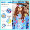 Hicarer 6 Pcs Hippie Costume Accessories Set Includes Headband Poncho Necklace Earrings Sunglasses for Women(Fresh Flower) view 2