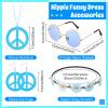 Hicarer 6 Pcs Hippie Costume Accessories Set Includes Headband Poncho Necklace Earrings Sunglasses for Women(Fresh Flower) view 3