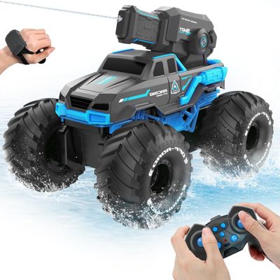 BEZGAR 1:16 Monster Truck Toys Remote Control Car Amphibious RC Cars Pickup Boat with Shooting Water Gun - 4WD Waterproof All-terrian Off-Road Vehicles Gifts for Kids Boys Age 6-12