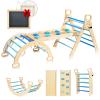 BlueWood Pikler Triangle Set, 7-in-1 Foldable Wooden Toddler Climbing Toys Indoor Playground Jungle Gym Montessori Philosophy Climber for 2-6 Years Old, Baby, Kids (Sky Blue) view 1