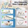 BlueWood Pikler Triangle Set, 7-in-1 Foldable Wooden Toddler Climbing Toys Indoor Playground Jungle Gym Montessori Philosophy Climber for 2-6 Years Old, Baby, Kids (Sky Blue) view 2