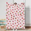 Watercolor Strawberries Baby Blanket for Girls Cute Strawberry Pink Flannel Soft Swaddle Blanket Boho Summer Fruits Receiving Blanket Bed Blanket Newborn Nursery Toddler Daycare Crib Playmat 60x80 view 2