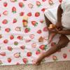 Watercolor Strawberries Baby Blanket for Girls Cute Strawberry Pink Flannel Soft Swaddle Blanket Boho Summer Fruits Receiving Blanket Bed Blanket Newborn Nursery Toddler Daycare Crib Playmat 60x80 view 4