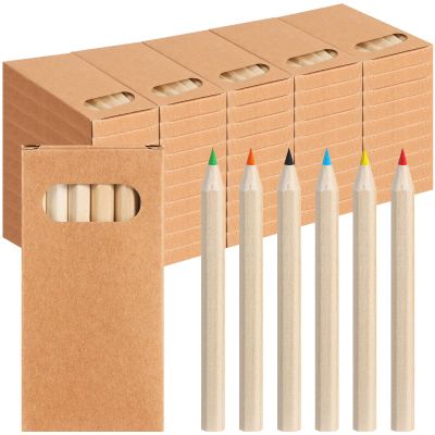 300pcs/50 Boxes Mini Colored Pencils Bulk Kids Drawing Colored Pencils Bulk Party Favor, 6 Color Pencils in Kraft Boxes, 3.5 Inch Short Coloring Pencils Pre-sharpened for Classroom School Supplies