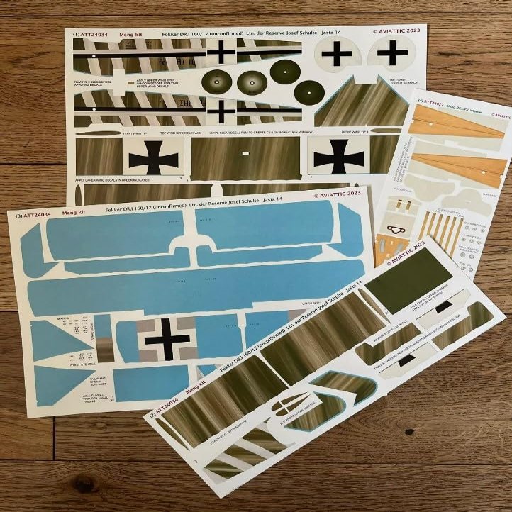 Aviattic ATT24034 1/24 (Meng) Fokker DR.I 160/17 Ltn. der Reserve Josef Schulte