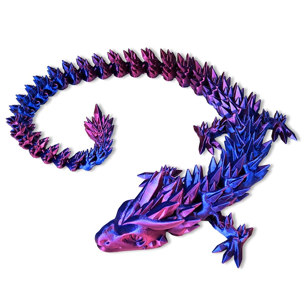 Amerimaker Huge 30" Color-Changing, Articulated Dragon - Made in USA - 3D Printed, 3D Dragon 24 Rainbow - Valentines Day Gift for Boys and Girls (Red/Purple/Blue)