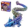 PETBSNVB Three Color 12" 3D Printed Dragon, Articulated Dragon, Crystal Dragon, Dragon Fidget Toy, Home Office Decor Executive Desk Toy (Blue Head) view 1