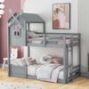 DUORUIMI Playhouse-Inspired Style Wooden Twin Over Full Bunk Bed, Loft Bed with Playhouse, Farmhouse, Ladder and Guardrails, Compatible with Girls Boys Teens (Gray-Play-TOF),bed frame, jq-632 view 3