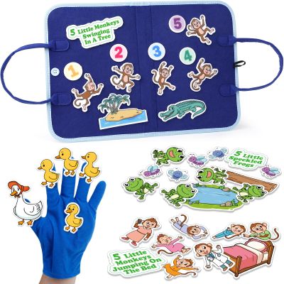 Aizweb Felt Board for Toddlers,Flannel Board Stories for Preschool Learning Activities,Kindergarten Classroom Must Haves,Five Little Monkeys,Five Little Ducks,Daycare Essentials