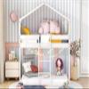 DUORUIMI Playhouse-Inspired Style Wooden Twin Over Full Bunk Bed, Loft Bed with Playhouse, Farmhouse, Ladder and Guardrails, Compatible with Girls Boys Teens (Gray-Play-TOF),bed frame view 1