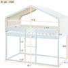 DUORUIMI Playhouse-Inspired Style Wooden Twin Over Full Bunk Bed, Loft Bed with Playhouse, Farmhouse, Ladder and Guardrails, Compatible with Girls Boys Teens (Gray-Play-TOF),bed frame view 2