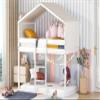 DUORUIMI Playhouse-Inspired Style Wooden Twin Over Full Bunk Bed, Loft Bed with Playhouse, Farmhouse, Ladder and Guardrails, Compatible with Girls Boys Teens (Gray-Play-TOF),bed frame view 3