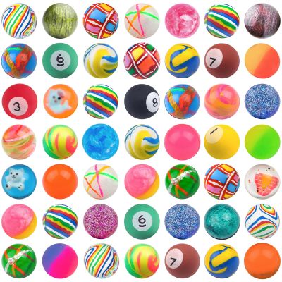 Ohanniewa 50 Pieces 27 mm Mixed Pattern Colorful Bouncy Balls for Kids Assorted Bouncy Balls Toys for Kids Party Favors, Birthdays Party Favors, Classroom Prizes