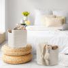 danpinera Set of 3 11 Inch Storage Baskets, Cube Storage Bins, White Woven Baskets with Stable Leather Handles, Square Cotton Rope Bins for any Room, Easy to Recover view 4