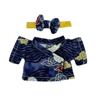 niannyyhouse 10cm 20cm Plush Doll Clothes Belt Kimono Yukata Sets Doll Dress Up (Black-10cm)