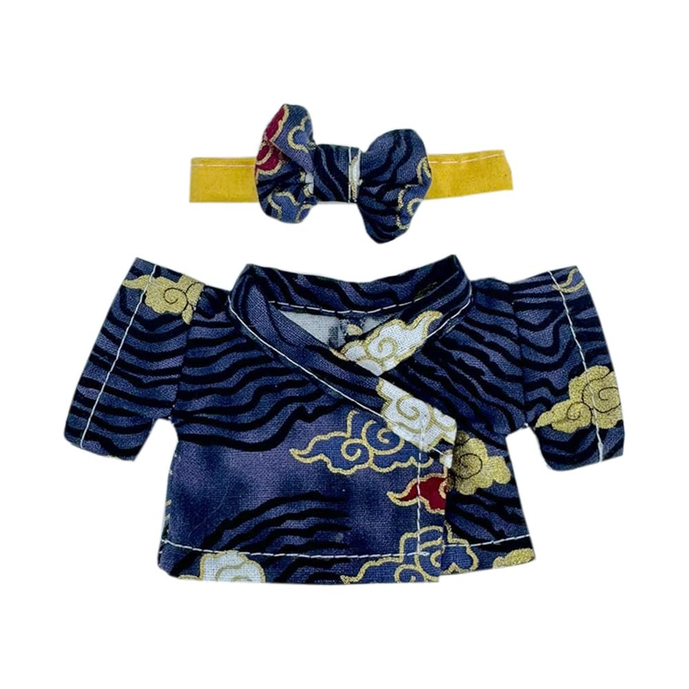 niannyyhouse 10cm 20cm Plush Doll Clothes Belt Kimono Yukata Sets Doll Dress Up (Black-10cm)