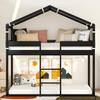 DUORUIMI Playhouse-Inspired Style Wooden Twin Over Full Bunk Bed, Loft Bed with Playhouse, Farmhouse, Ladder and Guardrails, Compatible with Girls Boys Teens (Gray-Play-TOF),bed frame view 1