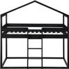 DUORUIMI Playhouse-Inspired Style Wooden Twin Over Full Bunk Bed, Loft Bed with Playhouse, Farmhouse, Ladder and Guardrails, Compatible with Girls Boys Teens (Gray-Play-TOF),bed frame view 4