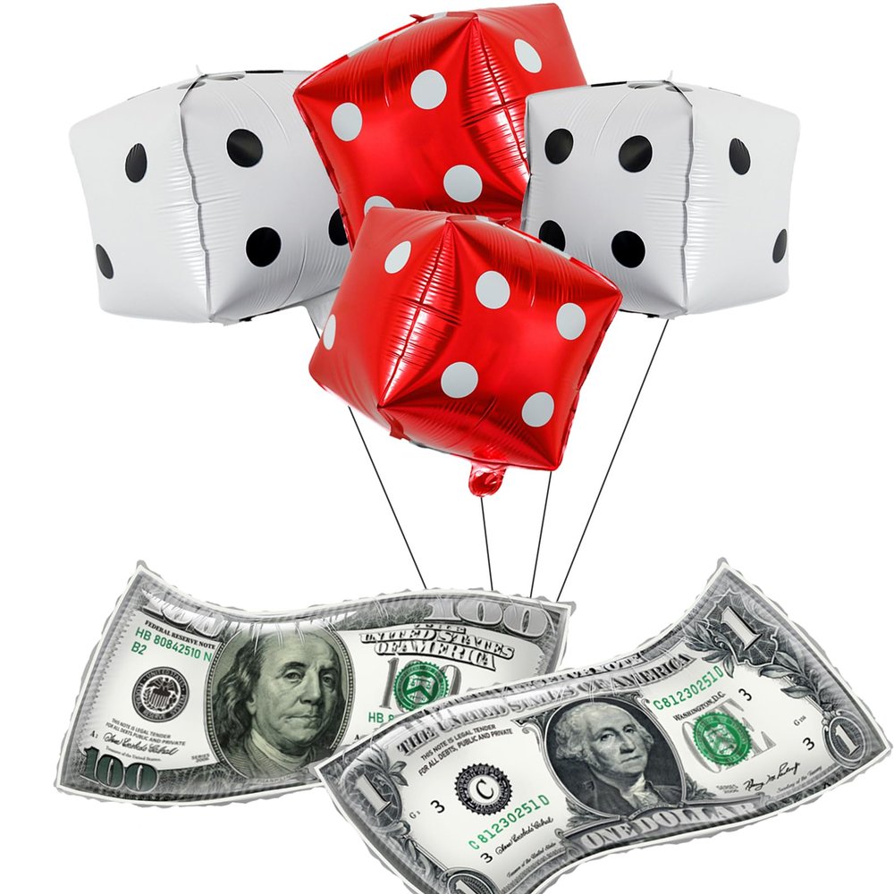 Money dollar bill balloons,casino dice shape helium balloons for Casino theme party decorations, Education Learning/Casino night/poker night party decoration