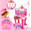 Toddler Vanity Magic Makeup Set Table & Chair Girl Toy Automatically Mirror with Music Light Pink Toys for 2 3 4 Year Old Girl Hair Salon Pretend Play Princess Dress Up Playset Valentine Gift age 3-5 view 3