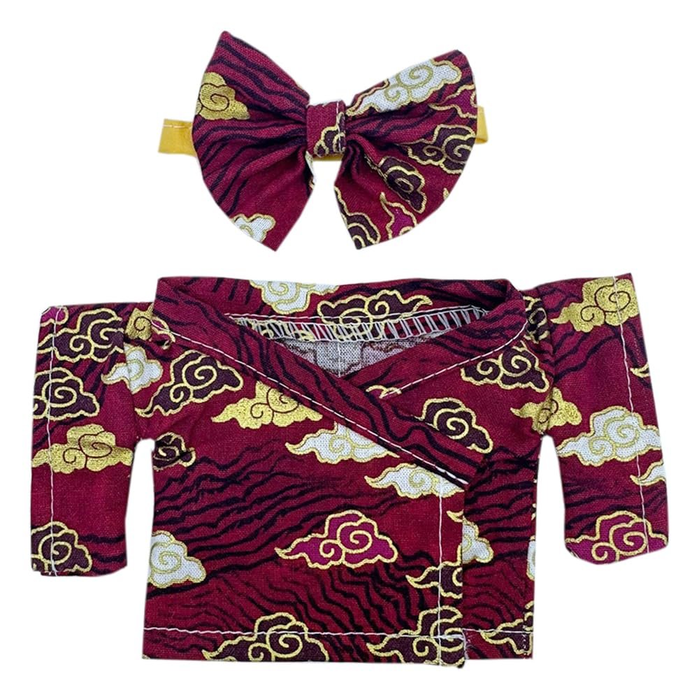 niannyyhouse 10cm 20cm Plush Doll Clothes Belt Kimono Yukata Sets Doll Dress Up (Red-20cm)