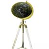 ANTIQUE AURA World Black globe with white tripod stand. view 2