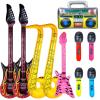 10pcs Inflatable Instruments Party Props Rock Star Toy Set Inflatable Saxophone Bass Rock Microphone Rock Electric Guitar Recorder Suitable for Various Music Parties(Versatile Style) view 1