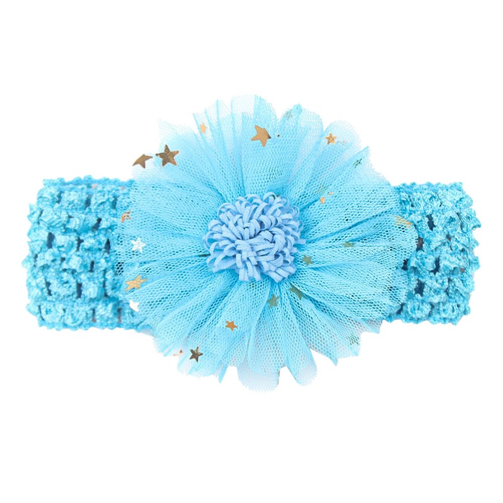 AIMAOMI Baby Girl Headbands with Bows Baby Girl Bows Baby Nylon Headbands, Stretchy Knot Hair Bows, Double Layer (Sky Blue, One Size)
