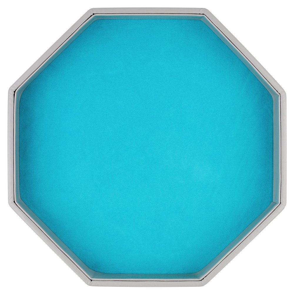RERIVER Dice Rolling Tray, Blue Felt Lined PU Leather Octagon Dice Tray for Dungeon Crawler Games