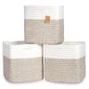 NaturalCozy 13 Inch Cube Storage Bins Cotton Rope Woven Baskets for Organizing 3-Pack | 13 x 13 Storage Cubes | Fabric Square Storage Baskets for Shelves Organizer, Kids Toy Bins, Closet Baby Nursery view 1