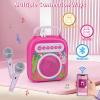 Karaoke Machine with 2 Microphones Karaoke Toys for Girls Age 6-8 Karaoke Machine for Kids 3-5 Pink Birthday Gift Toys for 4-10 Bluetooth Karaoke Speaker System view 4