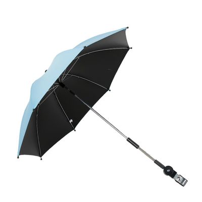 30in Pram Parasols Adjustable Chair Sunshade for Beach Garden Walking, Universal Clip on Stroller Umbrella for Wheelchairs Bikes Pushchair Golf Carts (Sky Blue)