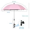 30in Pram Parasols Adjustable Chair Sunshade for Beach Garden Walking, Universal Clip on Stroller Umbrella for Wheelchairs Bikes Pushchair Golf Carts (Pink) view 2