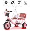 JIYIAN High Carbon Steel Two-Person Children's Tricycle/Pedal Tricycle Kids Bike with Padded Seat,High Carbon Steel Trike Frame,Bell and Basket Tandem Trike,Blue view 3