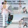 LHTJHP T2 Foldable Tricycle,6-in-1 Multifunctional Kids Trike, w/Adjustable Push Handle, Rotatable Seat, Adjustable Canopy, Safety Harness- for Toddlers 10 to 36 Months,Lake blue view 3