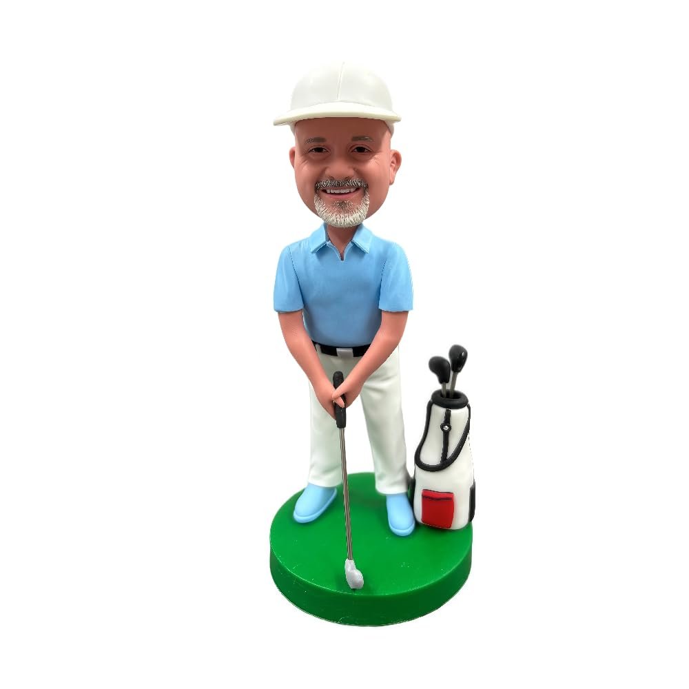 Custom Bobbleheads- Blue Suit Bobblehead Customized,Handmade Personalized Bobblehead Sculpture Gifts for Dad from Daughter, Green