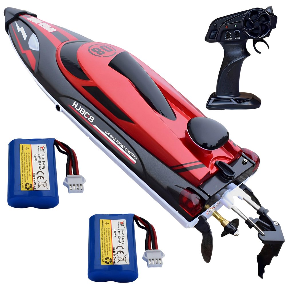 XDJXWJN 14 inch RC Boat High Speed Remote Control Boat for Kids and Adults, 2.4GHz Outdoor Water Toy 23 + MPH Race Boat for Pool Lake & Great River