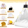 6 Pcs Kids Teepee Tent Bulk with Light String Inflatable Airbed Bedding Fitted Sheet and Markeable Small Blackboards for Boys Girls Indoor Outdoor Slumber Party (White) view 2