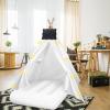 6 Pcs Kids Teepee Tent Bulk with Light String Inflatable Airbed Bedding Fitted Sheet and Markeable Small Blackboards for Boys Girls Indoor Outdoor Slumber Party (White) view 4