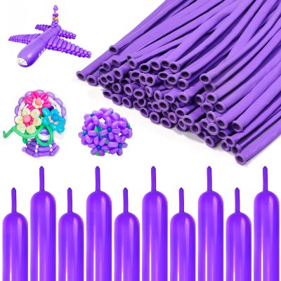 100PCS Purple Long Balloons Garland Thicker Latex, 260 Purple Clown Balloon for Birthday Wedding Beginners Making Kid's Carnivals Party Decors