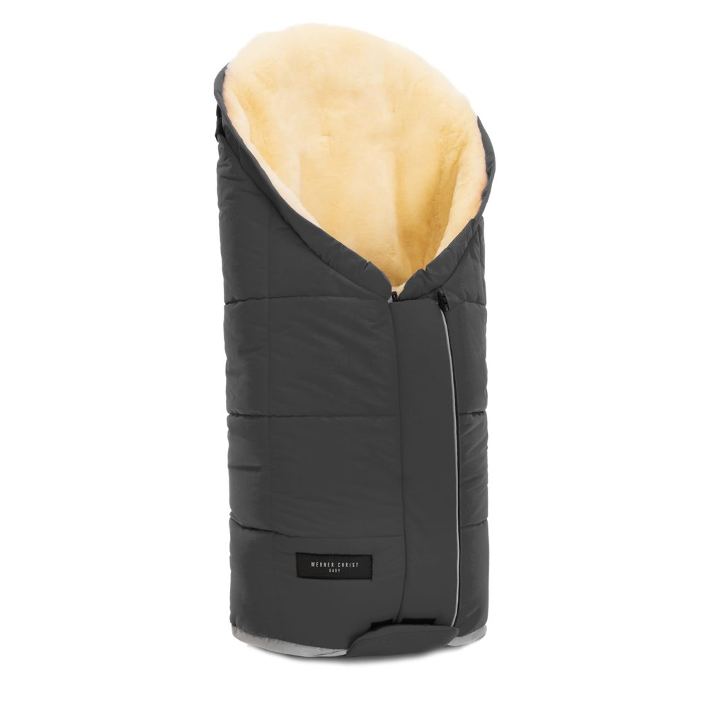 Universal Baby Sheepskin footmuff by Christ  with Medical Grade Lambskin  Foot muff useable in prams, Strollers and Buggies or as Crawling or Play mat  Grey