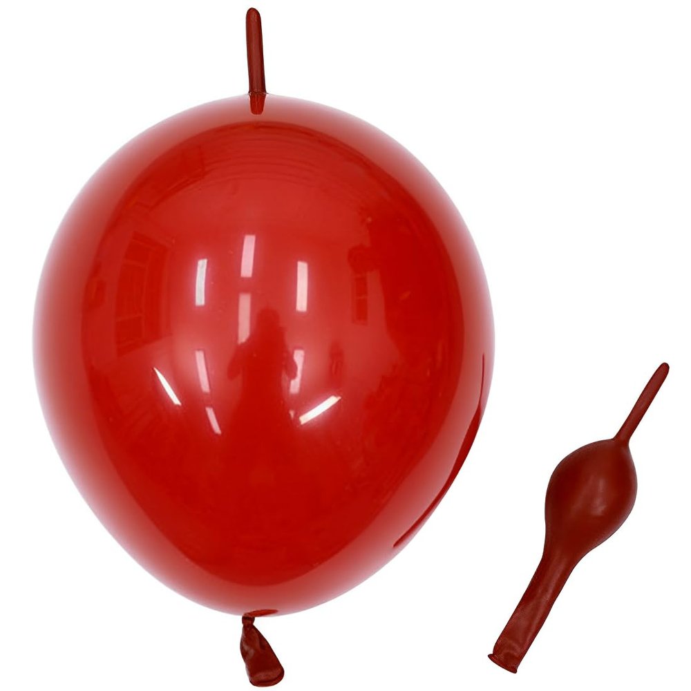 100 Pcs Link Balloon Linking Balloon 6 Inch Quick Link Latex Balloonfor Wedding, Birthday, Bridal Shower, Halloween, Christmas, Party Festival Decorations (Red-6in)