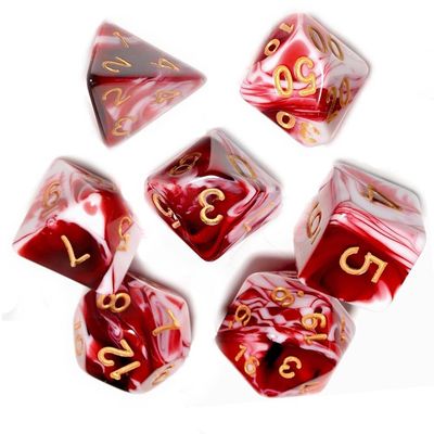 7 Pcs DND Dice Set, AORZOV Polyhedral Dice for Dungeons and Dragons D&D TTRPG MTG Table Role Playing Games(Blood Red Mixed White)