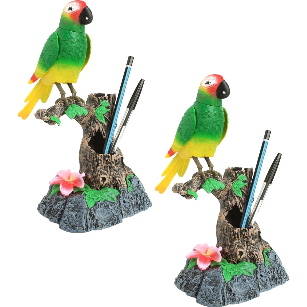 PowerTRC Talking Parrot Set | Realistic Birds | Toy Bird Pets | Sound Activated | Repeat What You Say | Parrot Toy for Enchanting Indoor Ambiance (2 Sets)