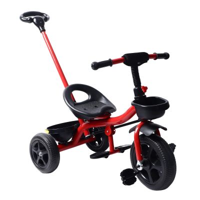 Child's Tricycle Trike with Parent Push Handle, Safety Belt, Interactive Experience, for Long Term, Silent Wheels, Comfortable Saddle with Seat Belts