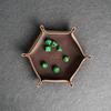 Ox & Pine Handcrafted Leather Dice Tray - Hexagon Shape with Custom Design Stamps - Antique Brass Snaps - Sizes 6.5 & 7.5 - Ideal for Tabletop RPGs & Board Games (Large, Cafe) view 2