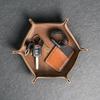 Ox & Pine Handcrafted Leather Dice Tray - Hexagon Shape with Custom Design Stamps - Antique Brass Snaps - Sizes 6.5 & 7.5 - Ideal for Tabletop RPGs & Board Games (Large, Cafe) view 3
