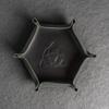 Ox & Pine Handcrafted Leather Dice Tray - Hexagon Shape with Custom Design Stamps - Antique Brass Snaps - Sizes 6.5 & 7.5 - Ideal for Tabletop RPGs & Board Games (Large, Cafe) view 4