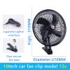 Unifizz Car Cooling Fan 12V Car Fans Clip in Car Fans 10" Cooling Motor Fans Car Portable Fan for Car Interior Trucks and Vans Black view 2
